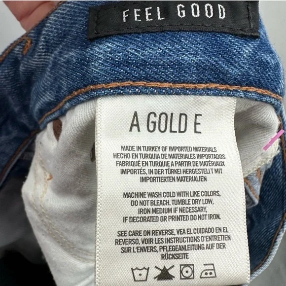 AGOLDE feel good blue buttonfly woman distress high rise straight ankle jean 28 - Picture 10 of 12